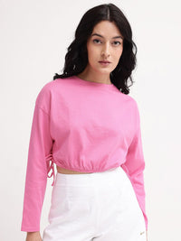 Rareism Cotton Blouson Crop Top