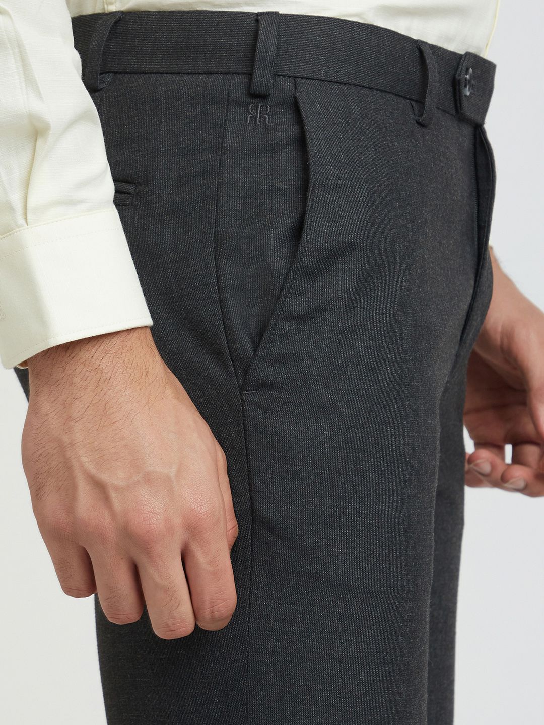 Raymond Men Solid Mid-Rise Slim Fit Formal Trousers
