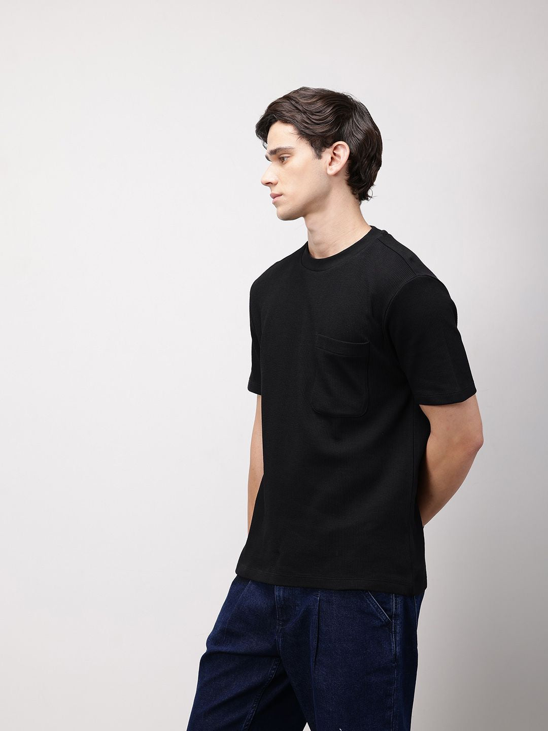 ether Grower Men Round Neck Ribbed Organic Cotton Comfort Fit T-shirt