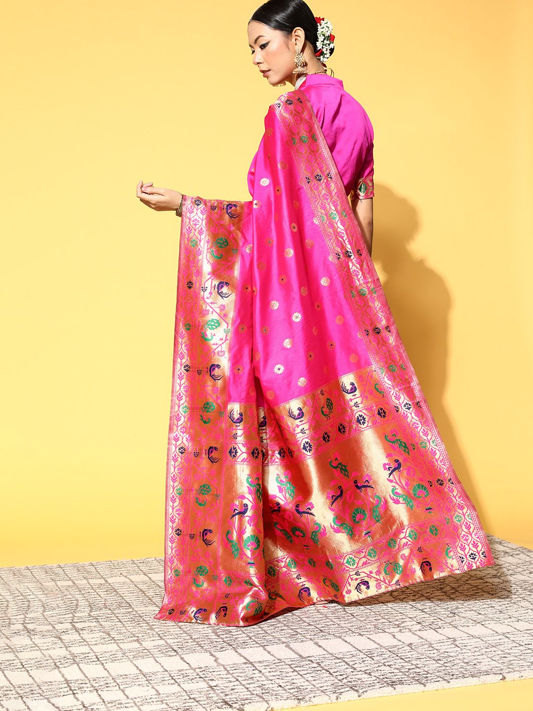 Saree mall Ethnic Motifs Saree With Woven Design Border