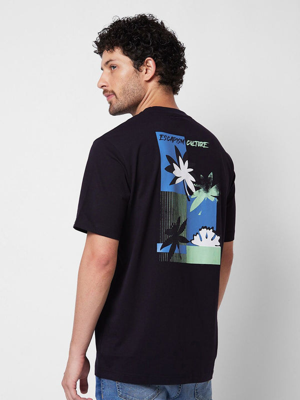 SPYKAR Round Neck Short Sleeves Abstract Printed Pure Cotton Slim Fit T-shirt