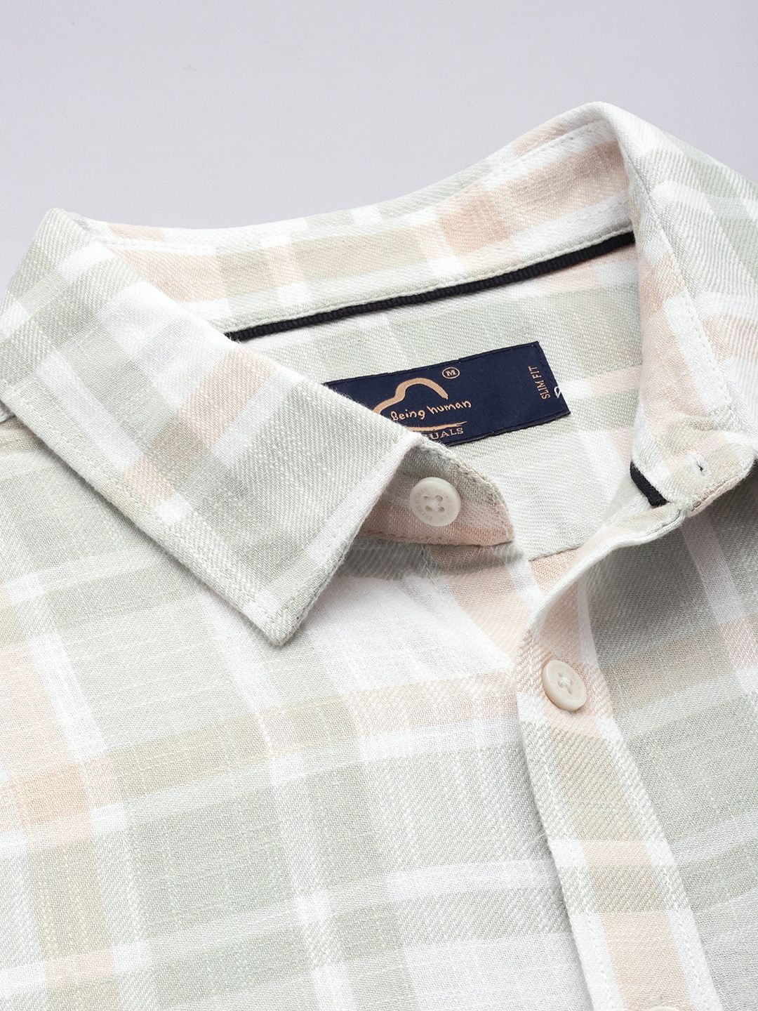 Being Human Pure Cotton Slim Fit Checked Casual Shirt