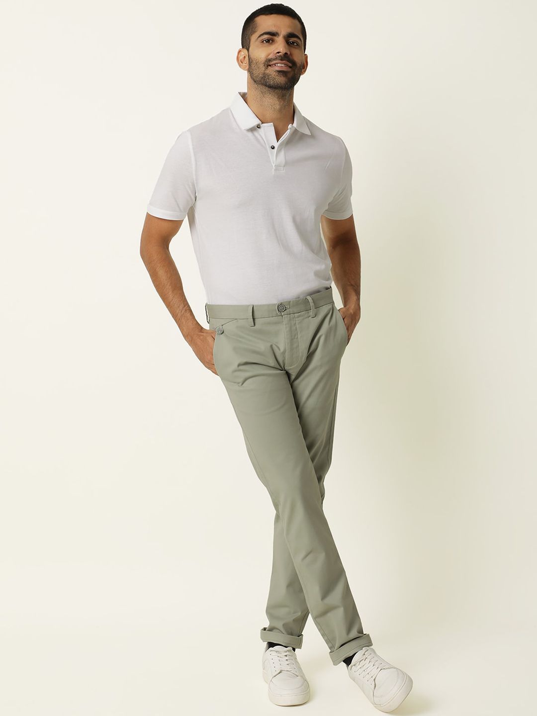 RARE RABBIT Men Jacob Mid-Rise Cotton Slim Fit Trouser