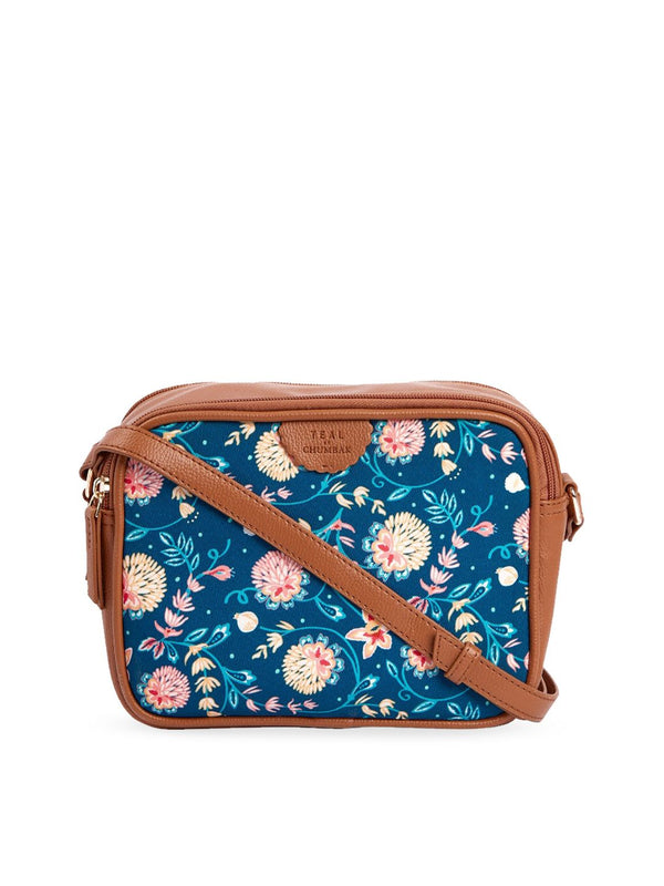 TEAL BY CHUMBAK Floral Printed Structured Sling Bag