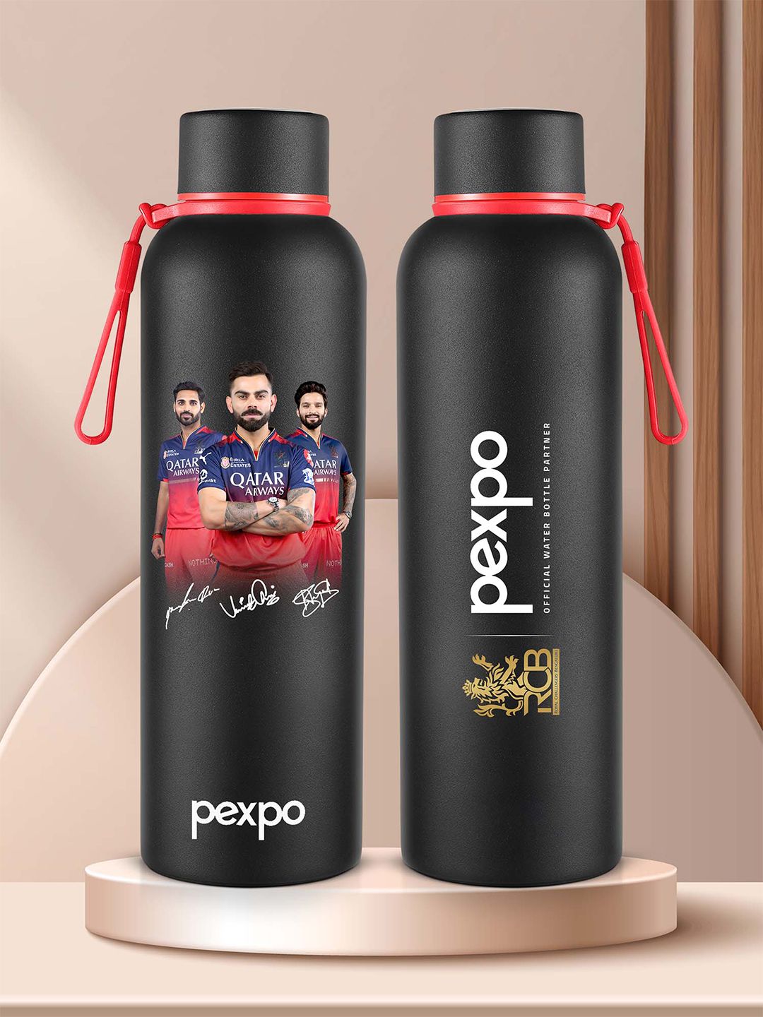 Pexpo Black Single Stainless Steel Double Wall Vacuum Water Bottle