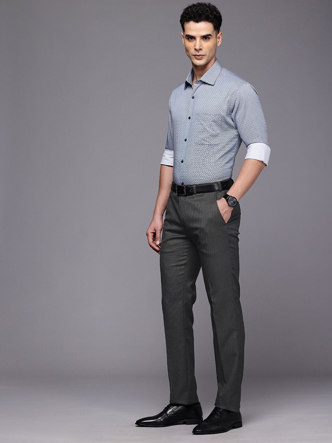 Raymond Men Checked Slim Fit Formal Trousers