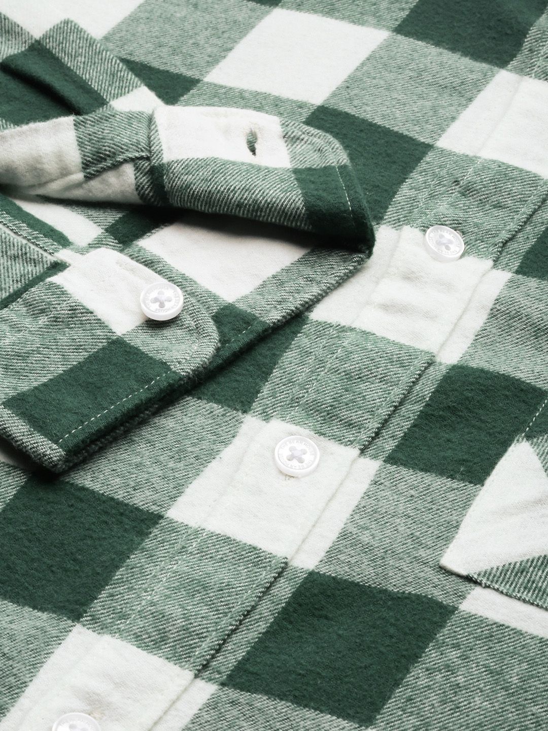 THE BEAR HOUSE Men Green Slim Fit Gingham Checks Checked Casual Shirt