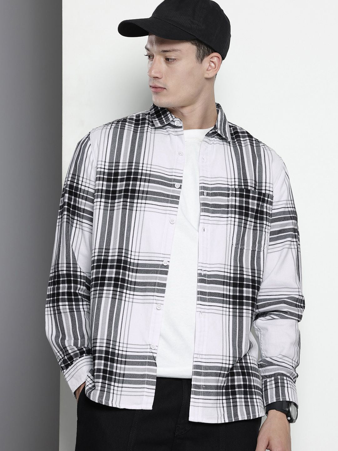 The Indian Garage Co Pure Cotton Tartan Checks Corduroy Casual Shirt
