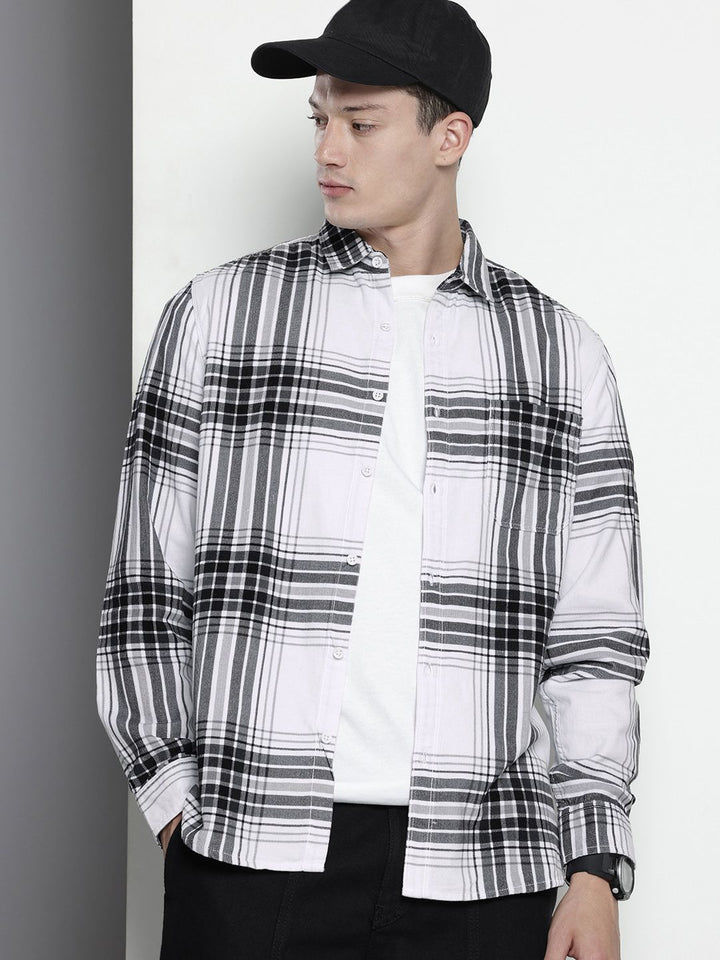 The Indian Garage Co Pure Cotton Tartan Checks Corduroy Casual Shirt