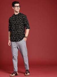 Anouk Geometric Printed Band-Collar Pure Cotton Casual Shirt
