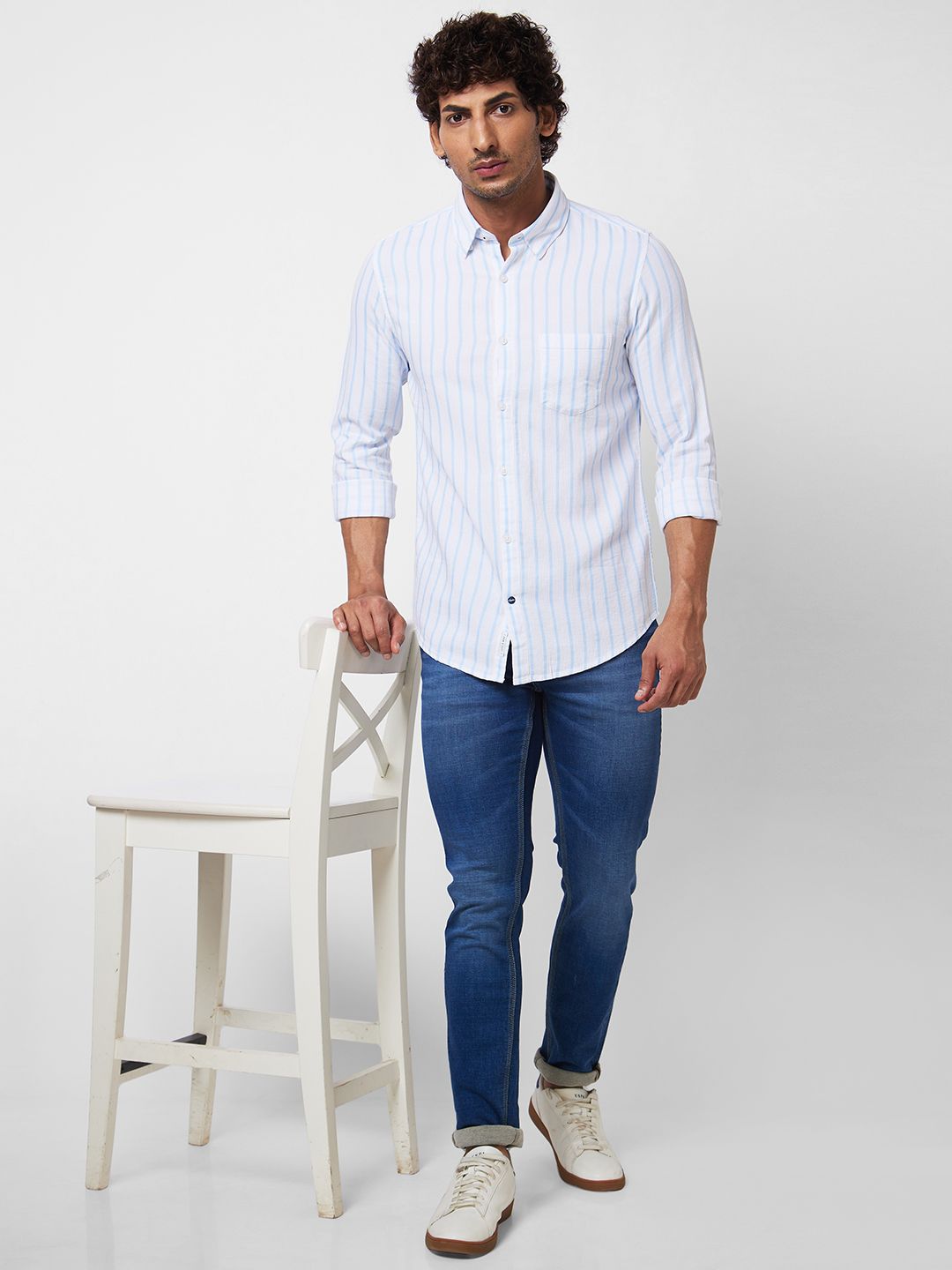 SPYKAR Striped Spread Collar Long Sleeves Cotton Casual Shirt