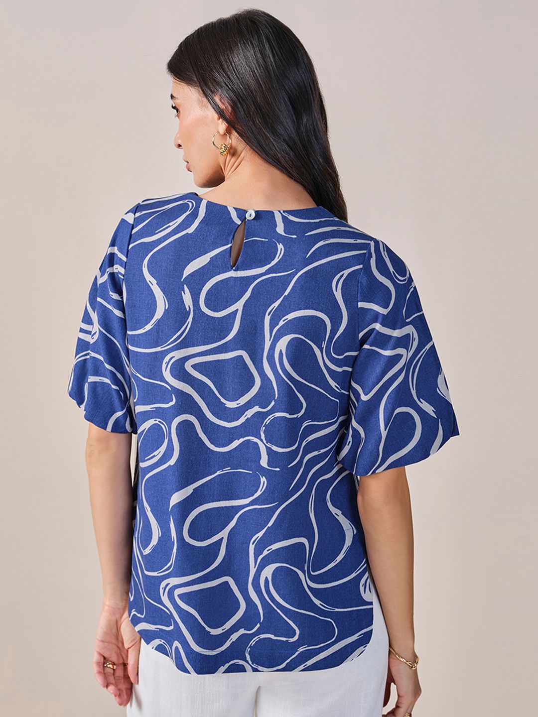 AND Printed Puff Sleeves Top