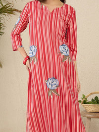 Indo Era Women Solid V-Neck Regular Kurta with Trousers