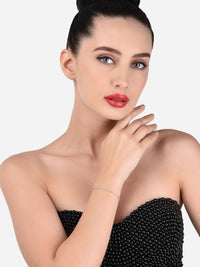 Set Mutiara Zaveri 2 Gelang Salutan Loyang Putih Cubic Zirconia Putih Bersalut Emas