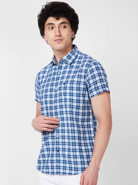 SPYKAR Tartan Checked Spread Collar Cotton Opaque Casual Shirt
