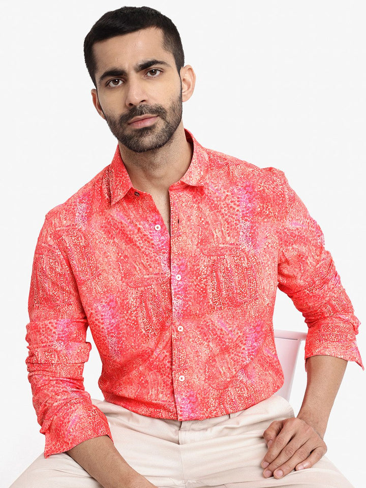 RARE RABBIT Men Audie Slim Fit Floral Opaque Printed Cotton Shirt