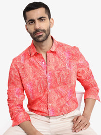RARE RABBIT Men Audie Slim Fit Floral Opaque Printed Cotton Shirt