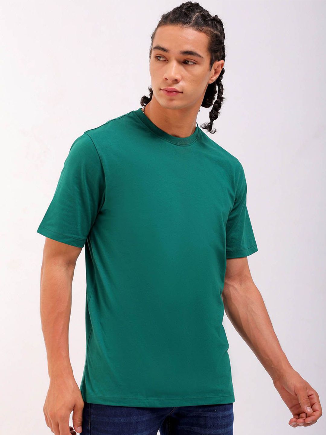 The Indian Garage Co Round Neck Short Sleeves Cotton Slim Fit T-shirt