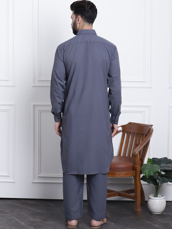 SOJANYA Shirt Collar Thread Work Pathani Pure Cotton Kurta with Salwar