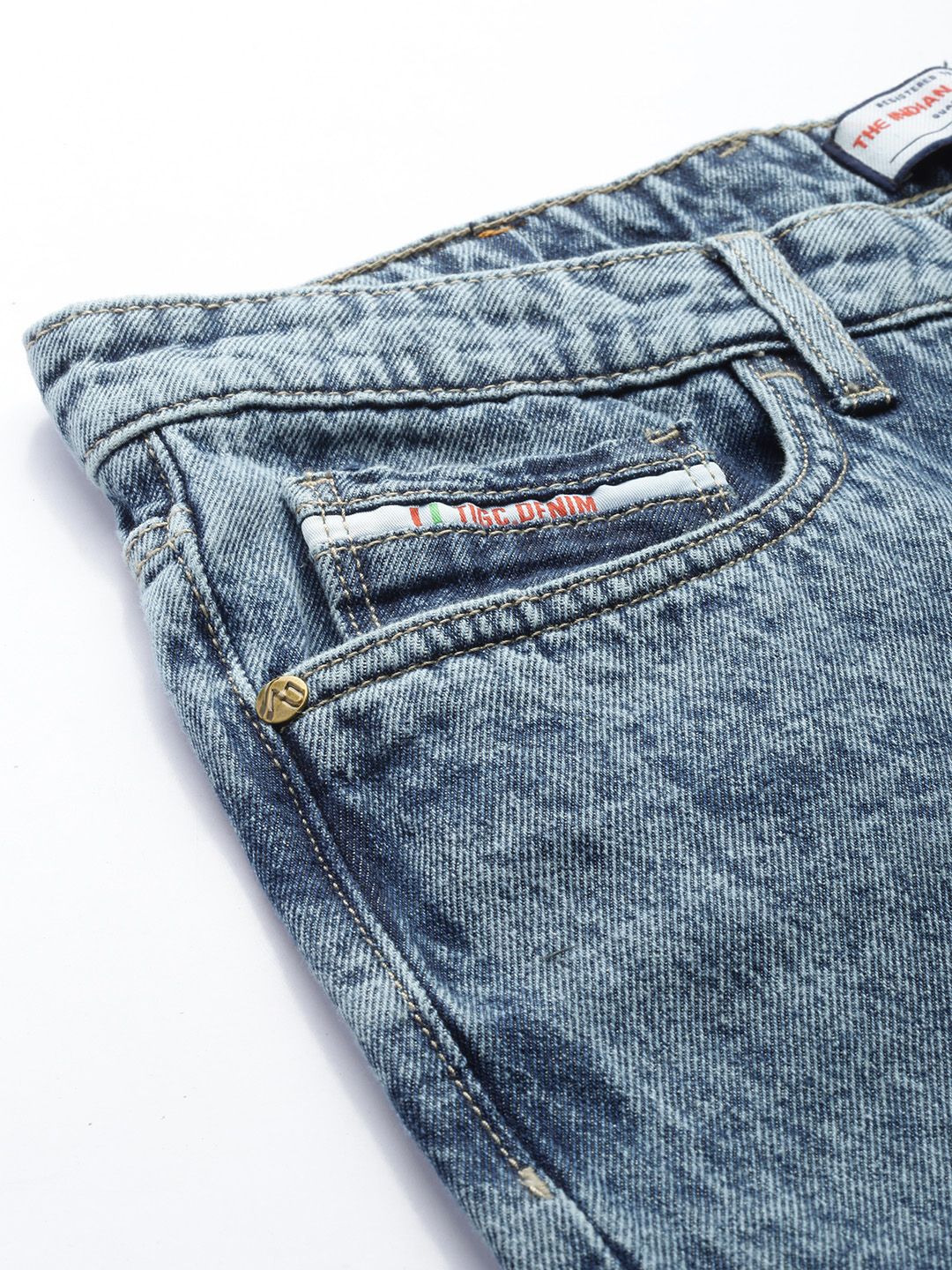 The Indian Garage Co Men Dad Fit Heavy Fade Pure Cotton Jeans