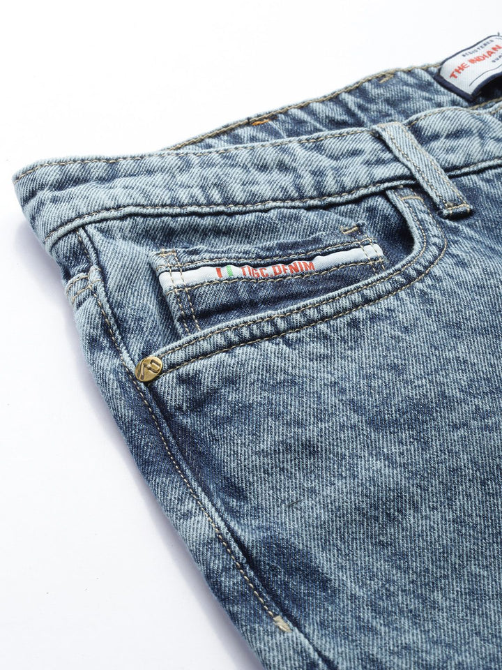 The Indian Garage Co Men Dad Fit Heavy Fade Pure Cotton Jeans