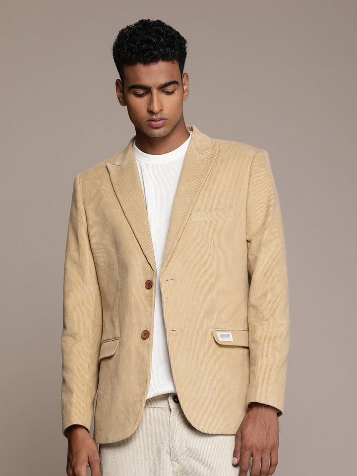 Mr Bowerbird Pure Cotton Corduroy Single-Breasted Tailored Fit Blazers