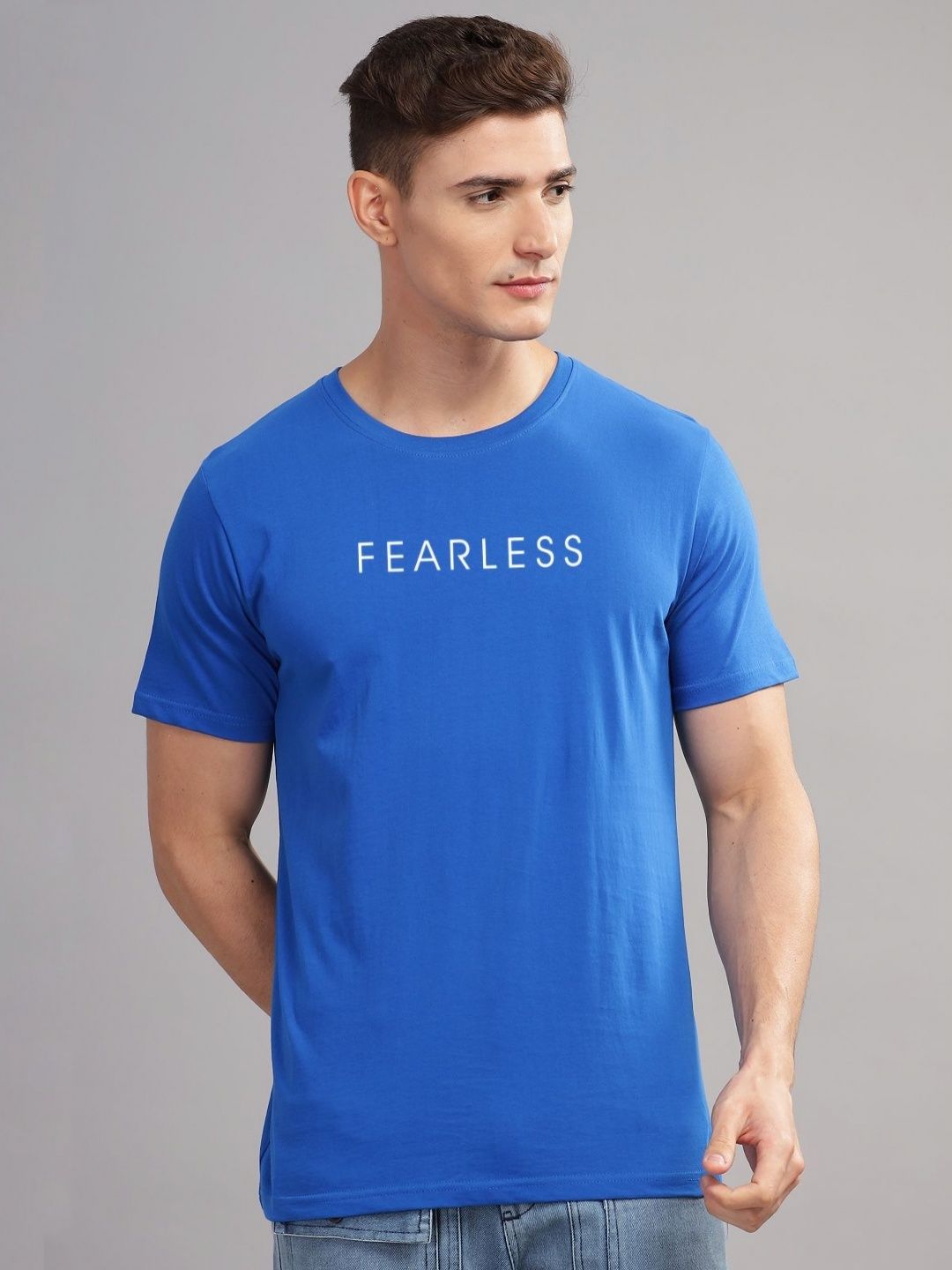 ADRO Men Typography Applique T-shirt