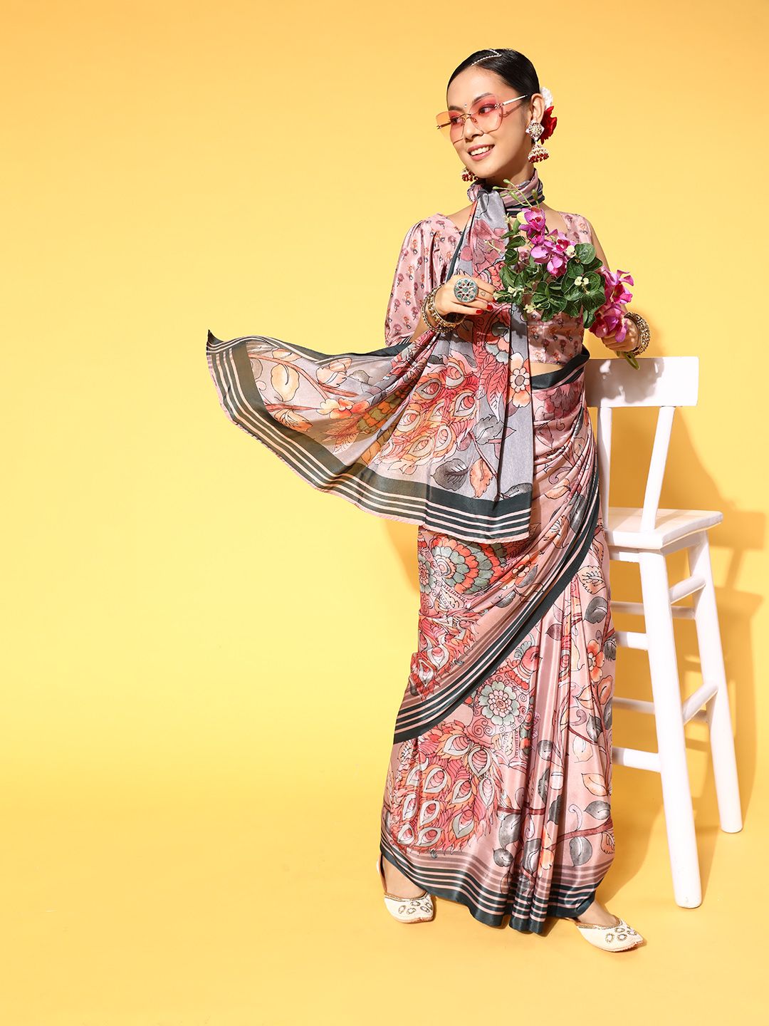 Saree mall Kalamkari Saree with Printed Border
