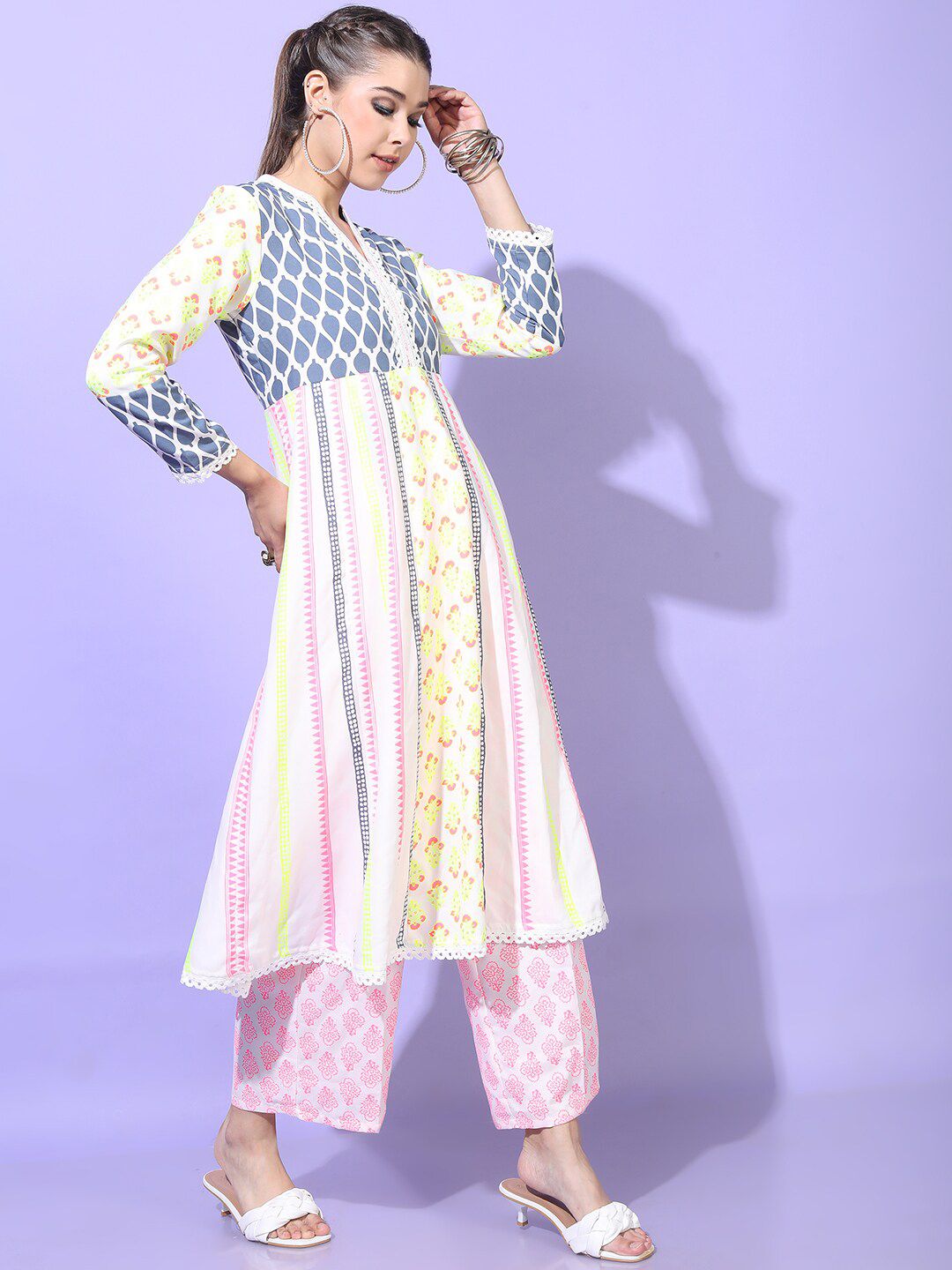 Vishudh Women Floral Viscose Rayon Kurta with Trouser with Dupatta