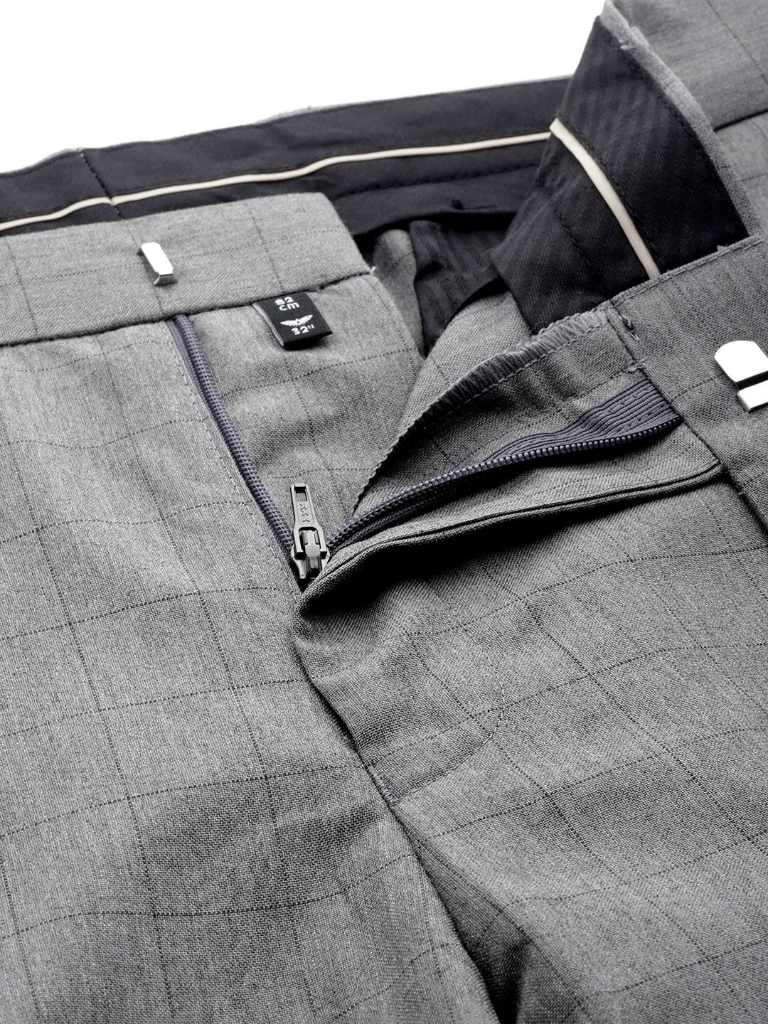 Park Avenue Men Checked Smart Fit Low-Rise Trousers