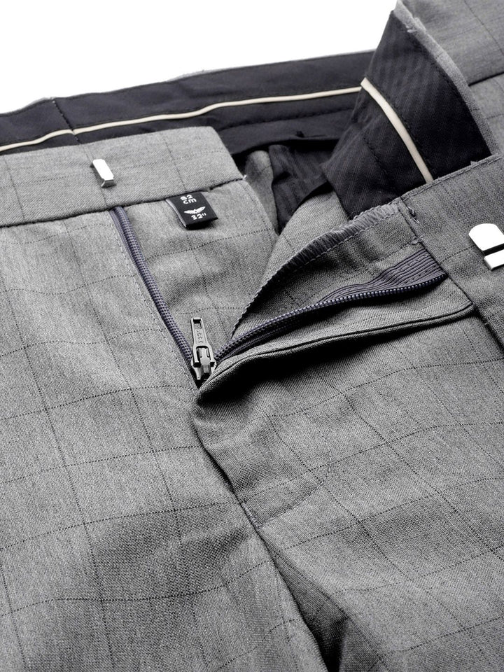 Park Avenue Men Checked Smart Fit Low-Rise Trousers