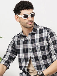The Indian Garage Co Men Tartan Checked Cotton Casual Shirt