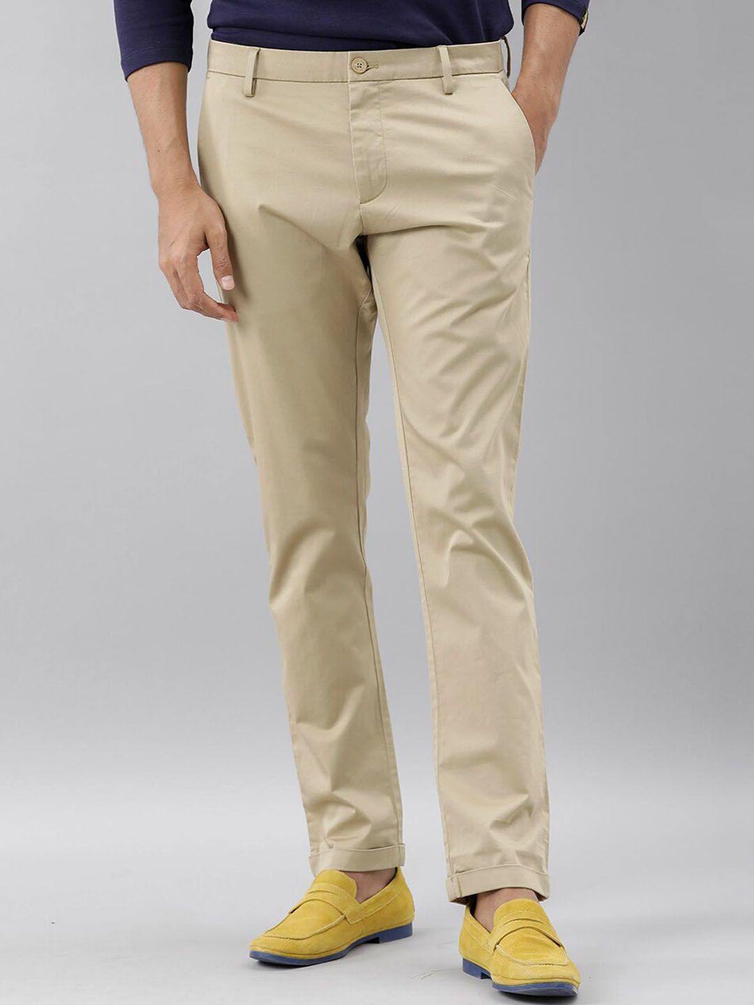 RARE RABBIT Shines Slim Fit Mid-Rise Cotton Chino Trouser