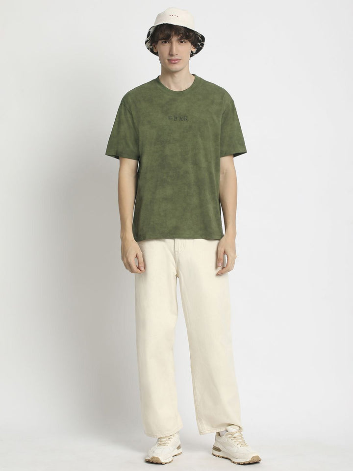 THE BEAR HOUSE Men Self Design Round Neck Tshirt