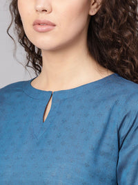 Gerua By Libas Women Teal Blue Self-Design Kurta with Trousers