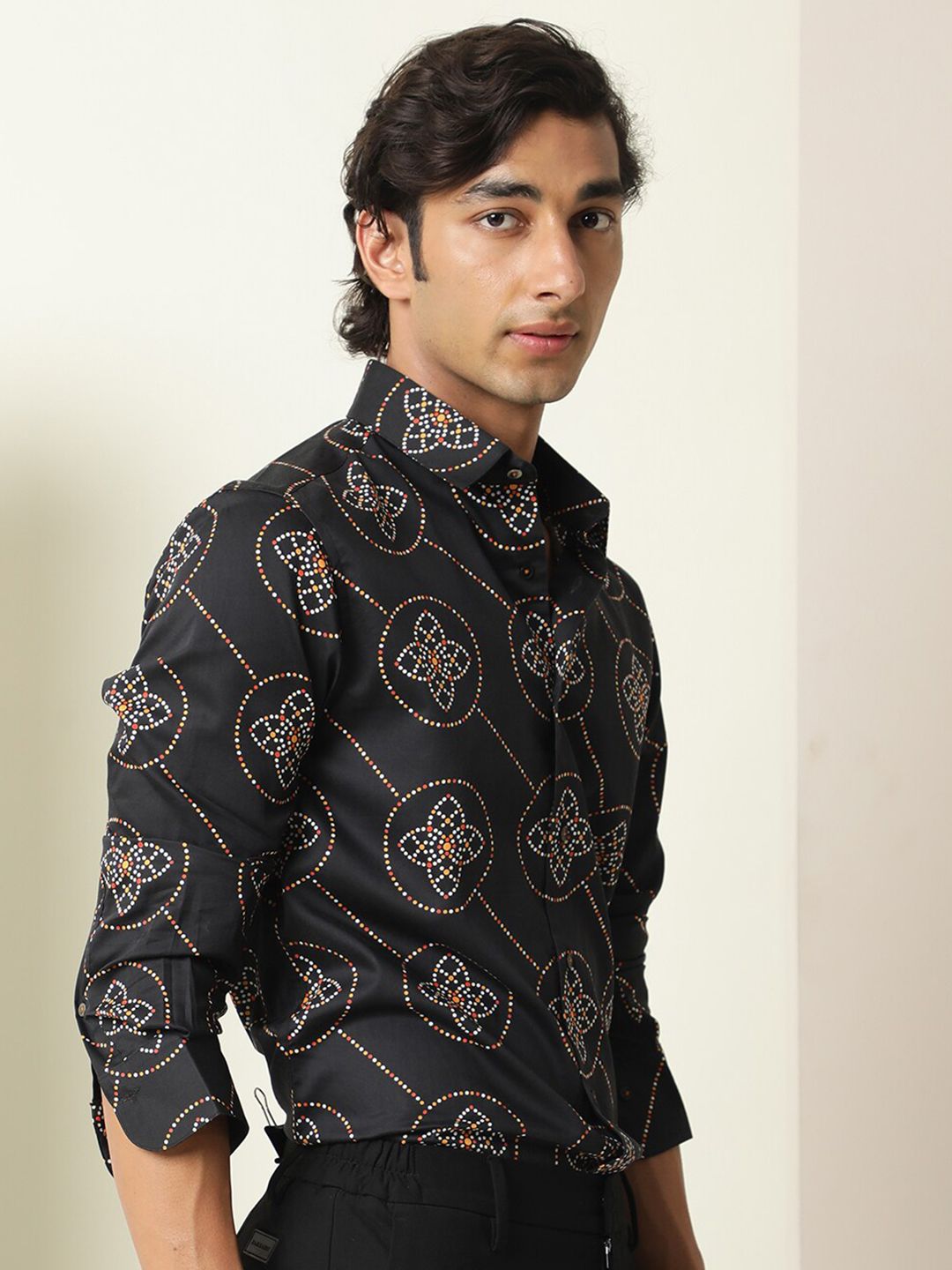 RARE RABBIT Men Remus Slim Fit Ethnic Motifs Printed Cotton Shirt