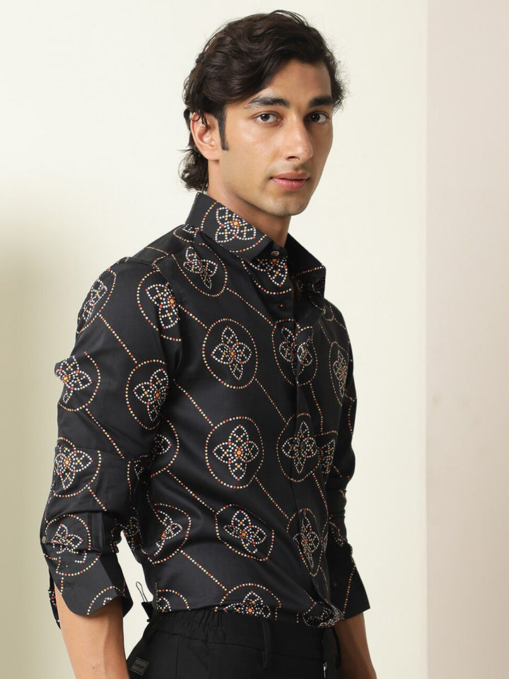 RARE RABBIT Men Remus Slim Fit Ethnic Motifs Printed Cotton Shirt