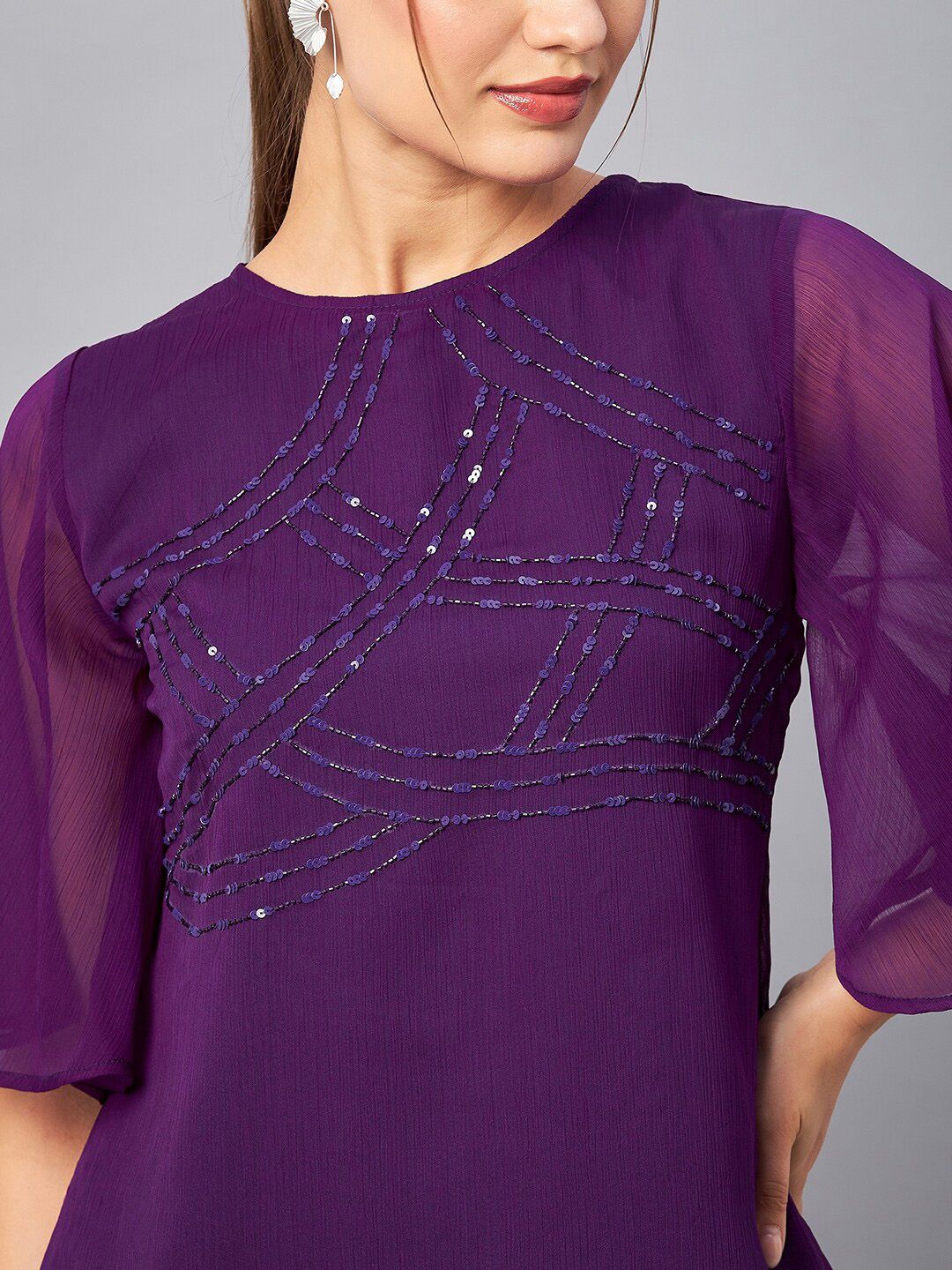 Antheaa Sequin Embroidered Top With Palazzo Co-Ords