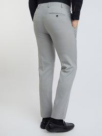 Raymond Men Grey Self Design Textured Slim Fit Formal Trousers