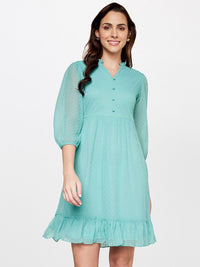 AND Puff Sleeves A-Line Dress