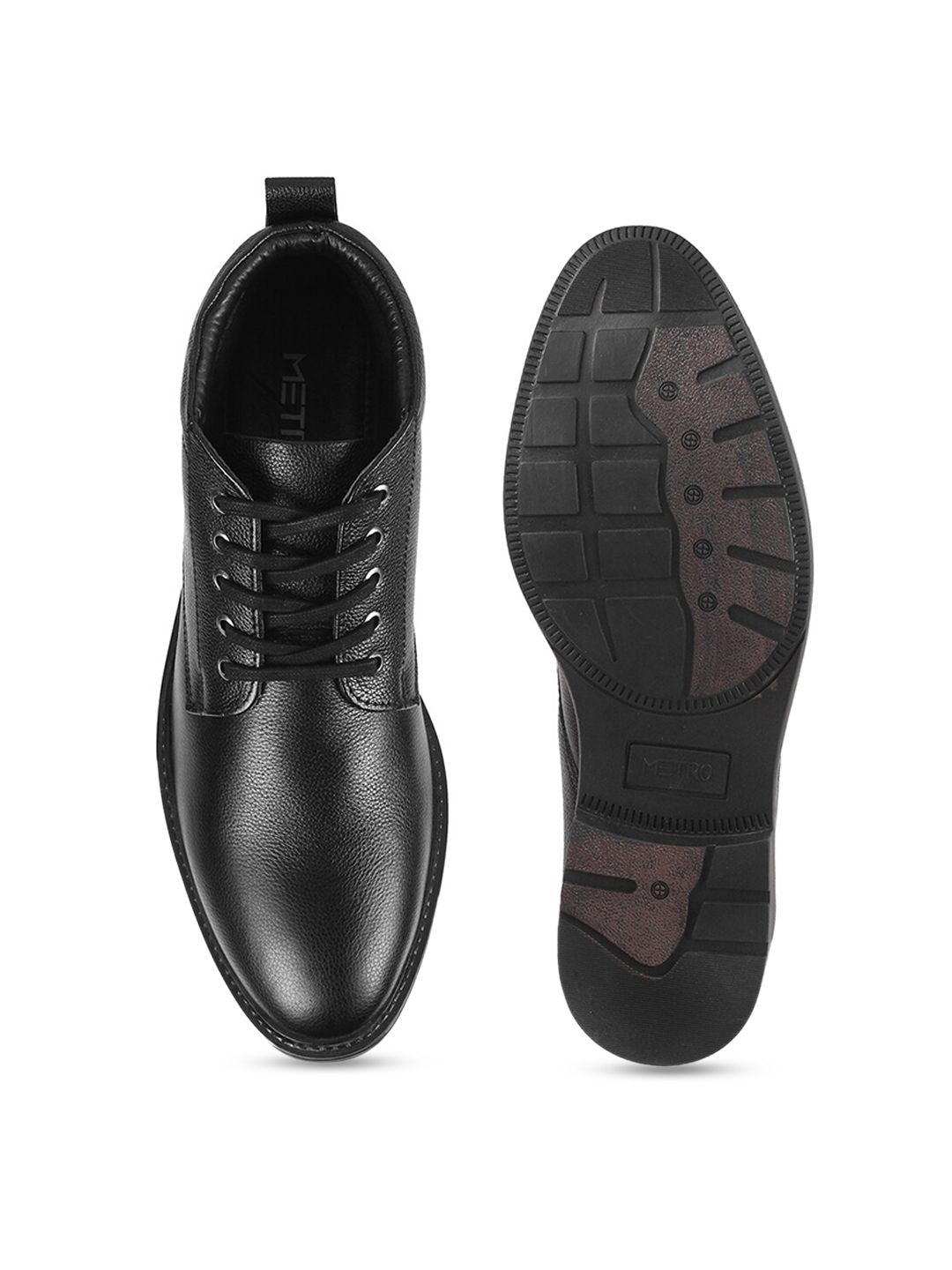Metro Men Textured Leather Mid-Top Formal Derbys