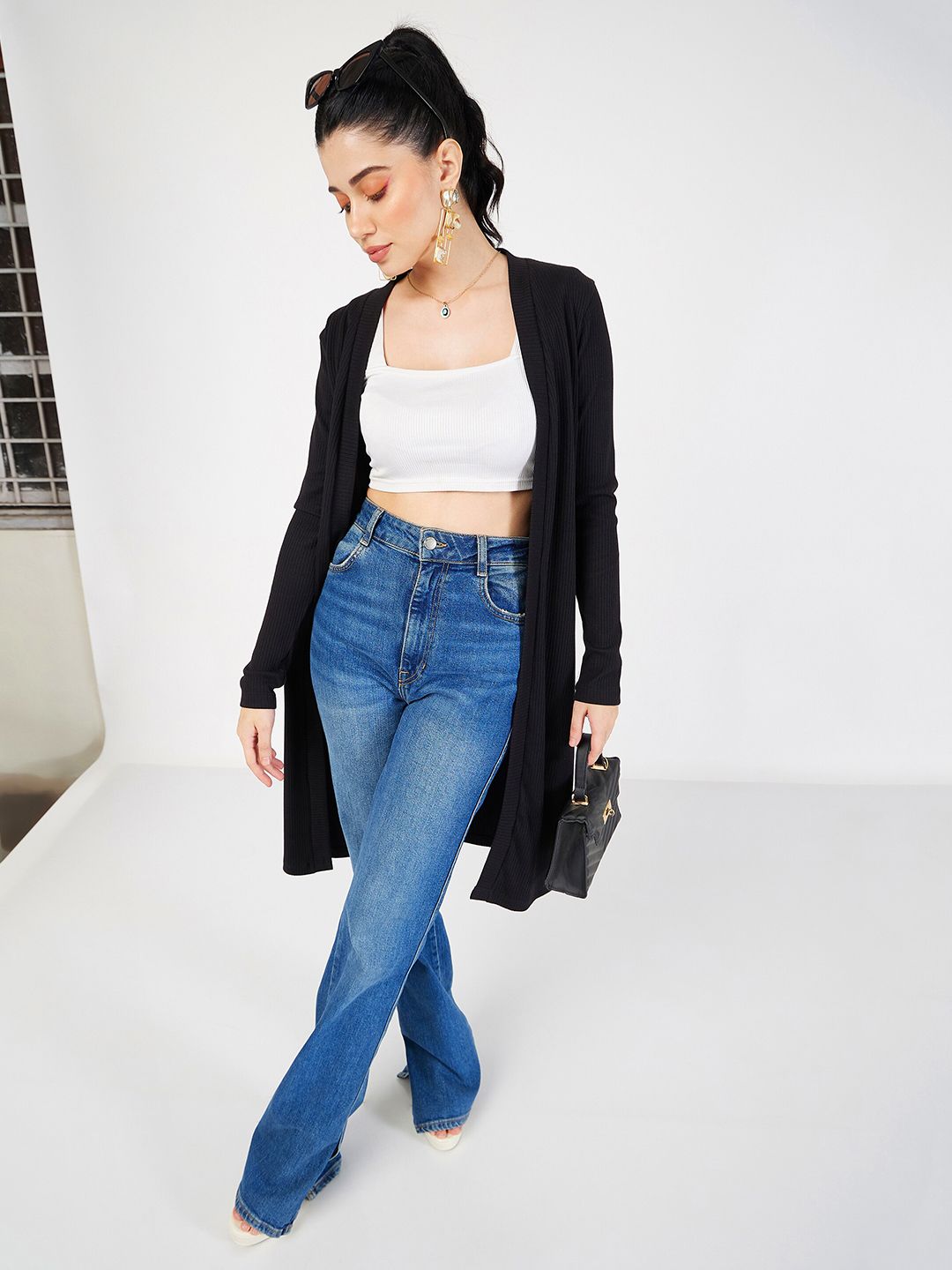 SASSAFRAS Ribbed Knitted Open Front Shrug