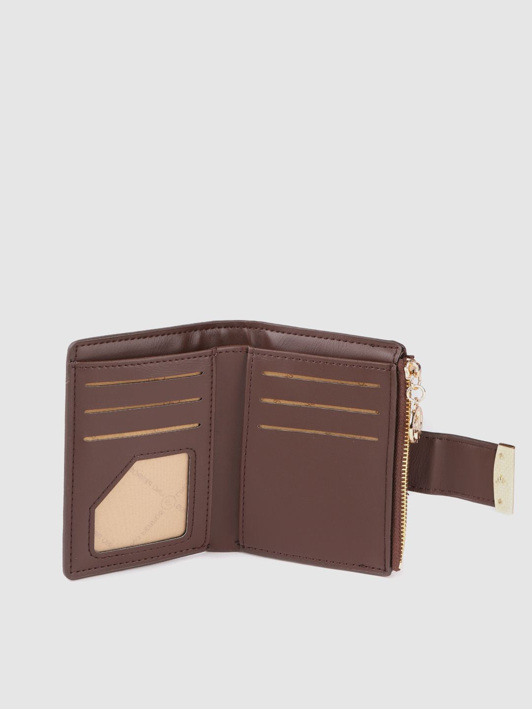 Lino Perros Women Brown Animal Printed PU Two Fold Wallet