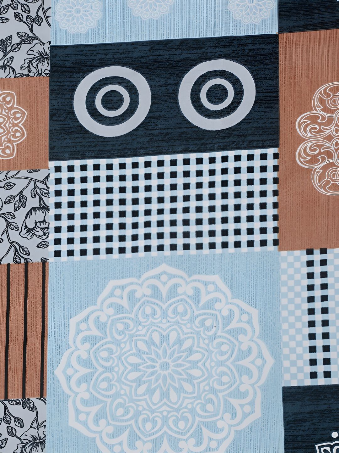KLOTTHE Blue Ethnic Motifs Cotton 300 TC King Fine Bedsheet with 2 Pillow Covers-98 x 89 inches