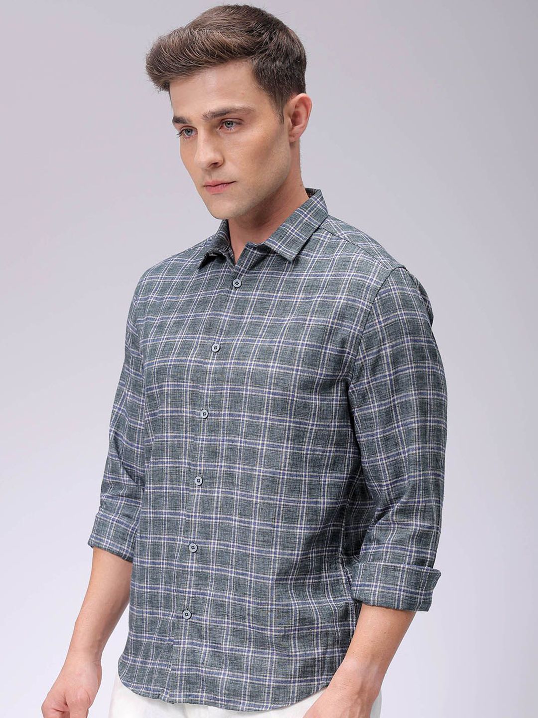 The Indian Garage Co Men Slim Fit Opaque Checked Casual Shirt