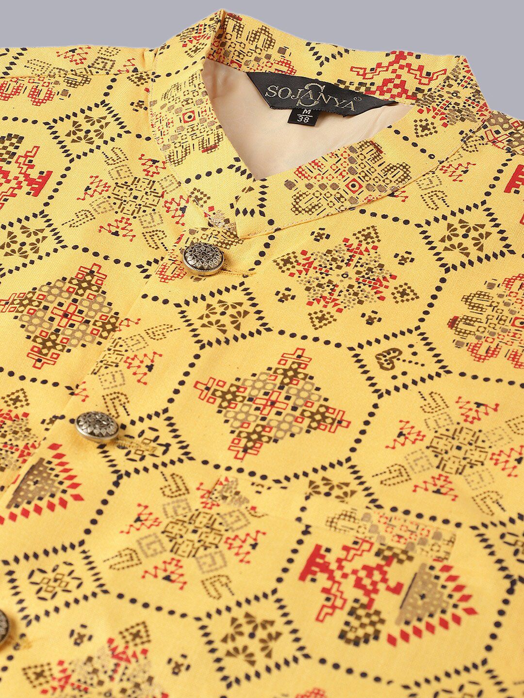 SOJANYA Men Ethnic Motifs Printed Regular Kurta With Pyjamas & Nehru Jacket