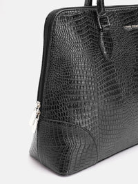 Lino Perros Women Croc Textured Structured Laptop Shoulder Bag