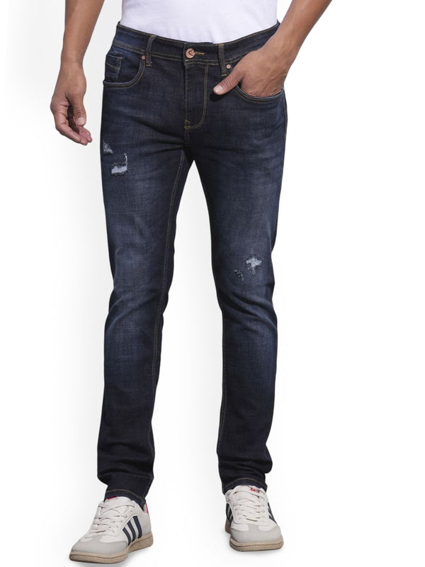 Being Human Men Classic Slim Fit Mildly Distressed Light Fade Stretchable Jeans