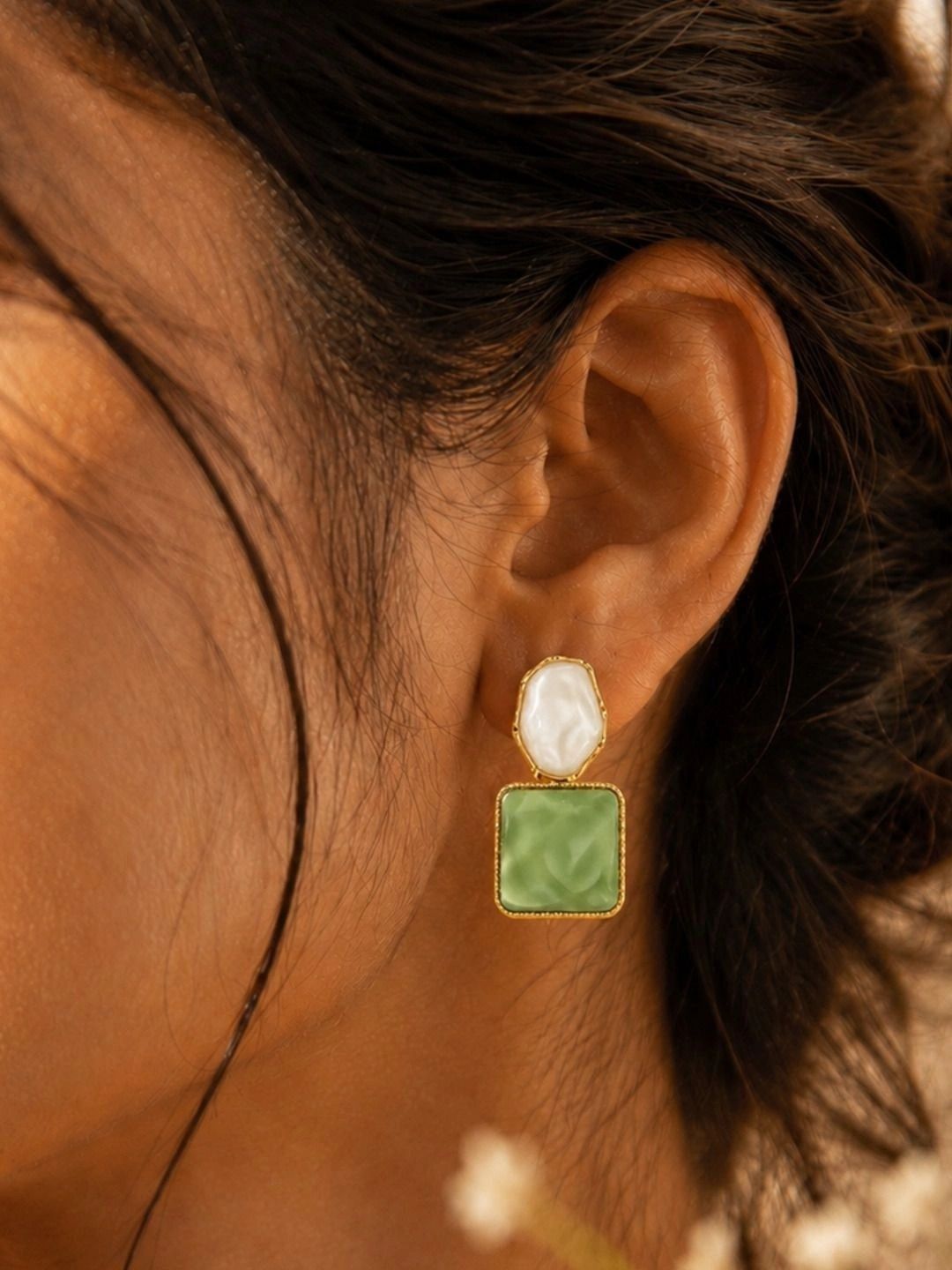 VOGUE PANASH Gold Plated Stone Studded Drop Earrings