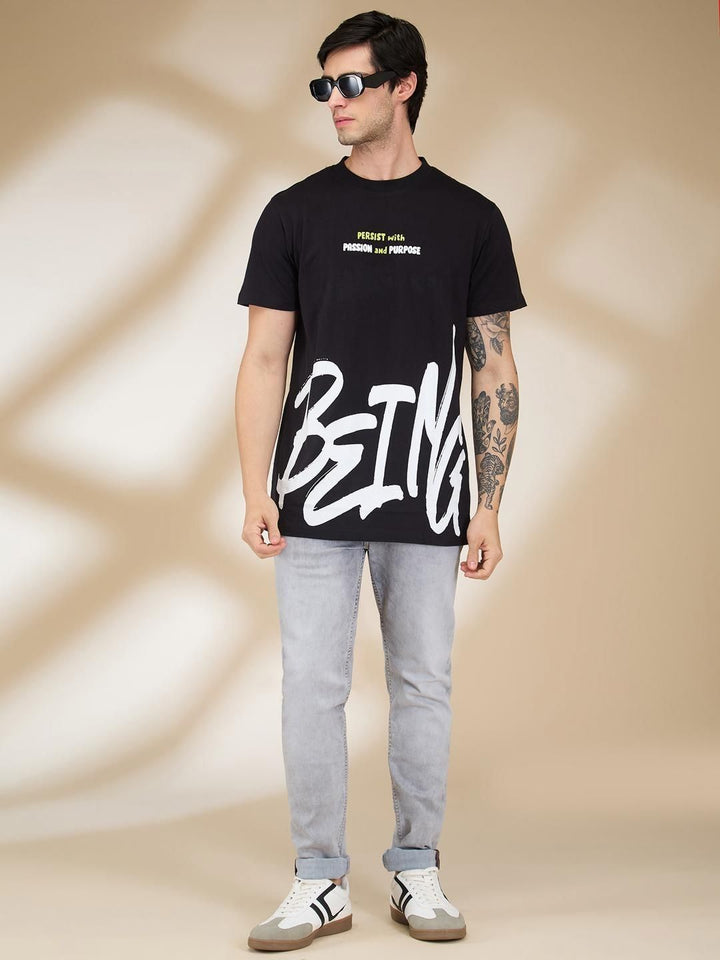 Being Human Men Typography Printed Round Neck Cotton T-shirt